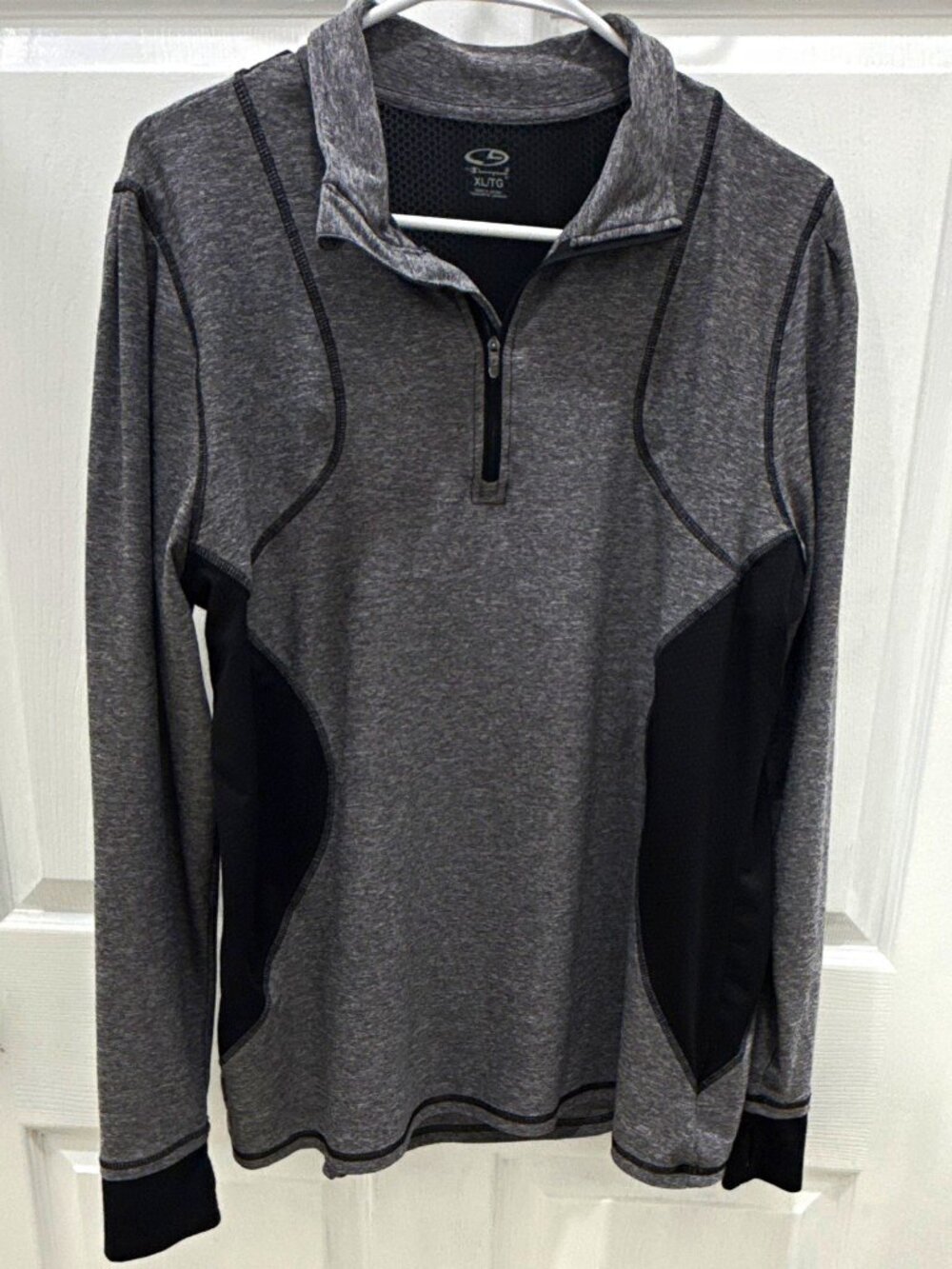 C9 by Champion Women's XL Gray Black Colorblock 1/4 Zip Mock Neck Pullover